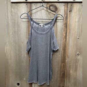 NWOT Express One Eleven Slub Burnout Cold Shoulder Top Washed Gray Size Medium